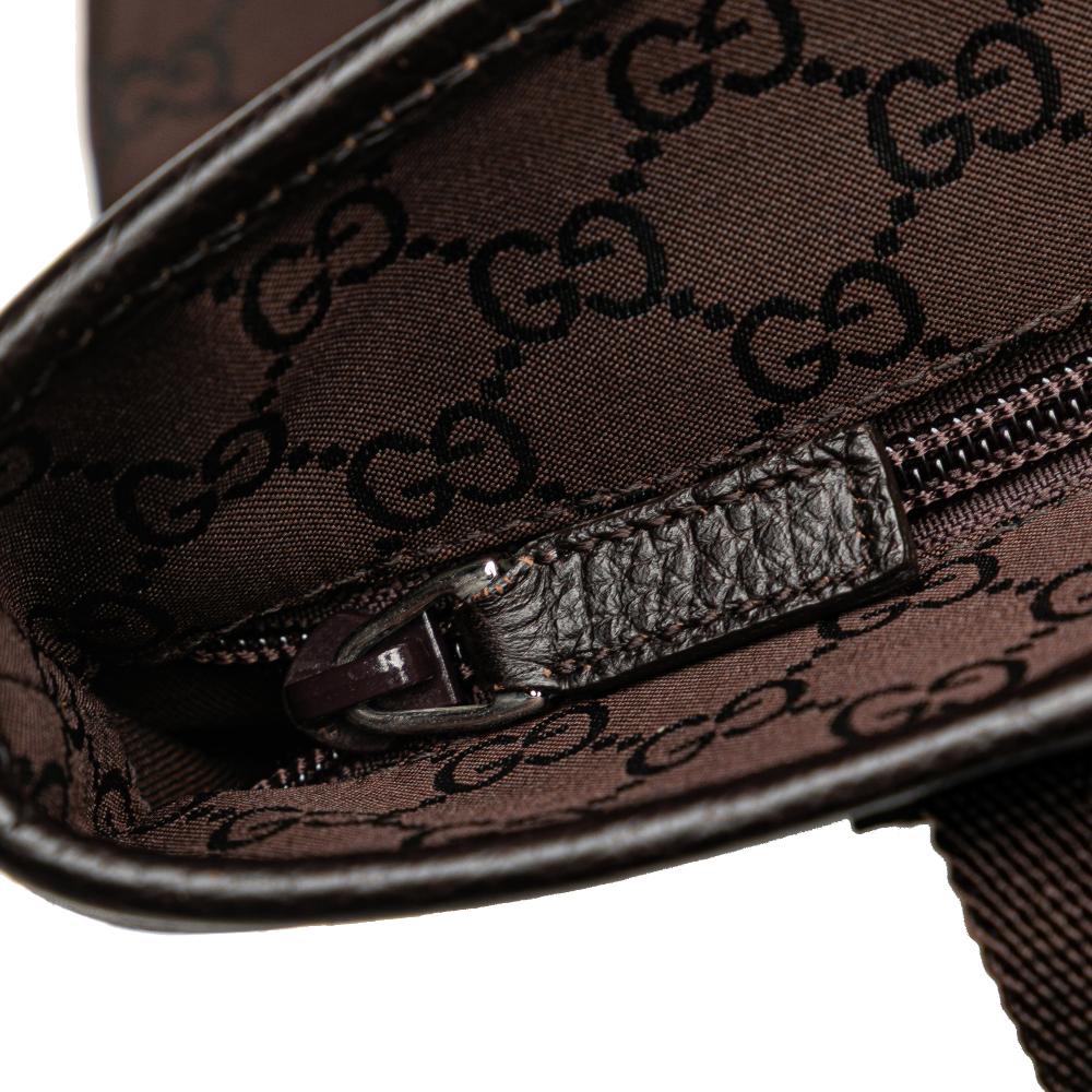 Gucci B Gucci Brown Dark Brown Canvas Fabric GG Tote Italy