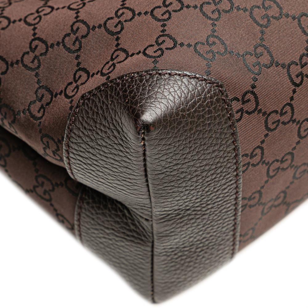 Gucci B Gucci Brown Dark Brown Canvas Fabric GG Tote Italy