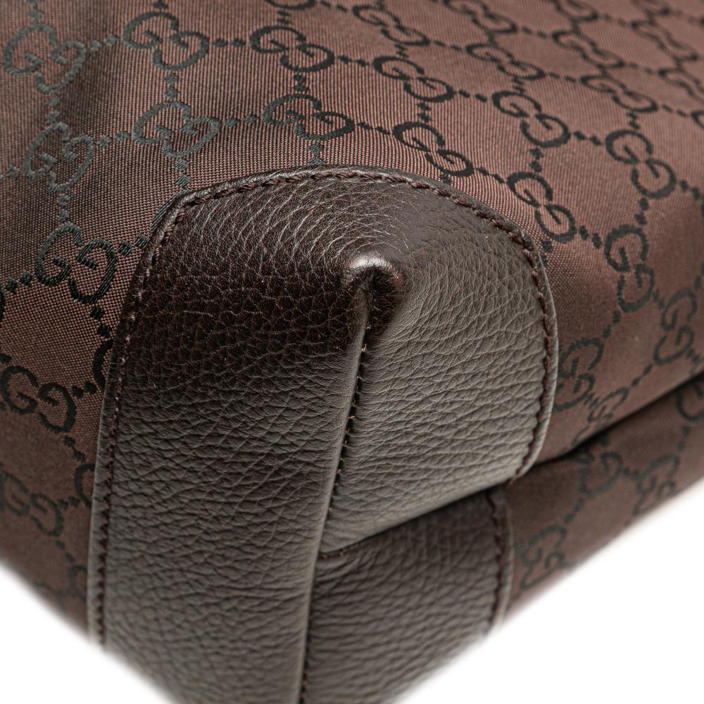 Gucci B Gucci Brown Dark Brown Canvas Fabric GG Tote Italy