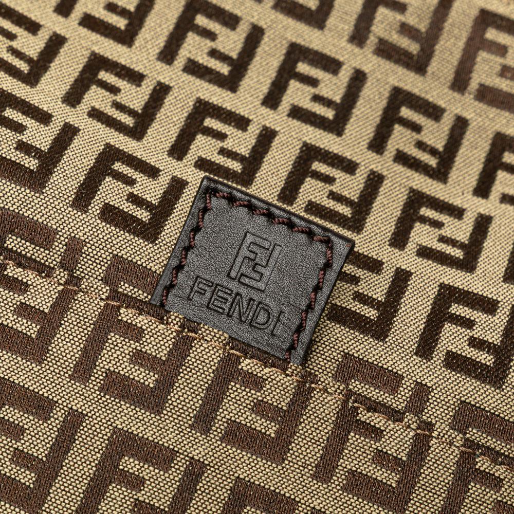 Fendi B Fendi Brown Beige Canvas Fabric Zucchino Forever Crossbody Italy