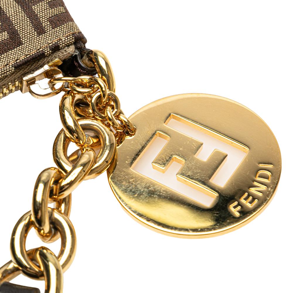 Fendi B Fendi Brown Beige Canvas Fabric Zucchino Forever Crossbody Italy