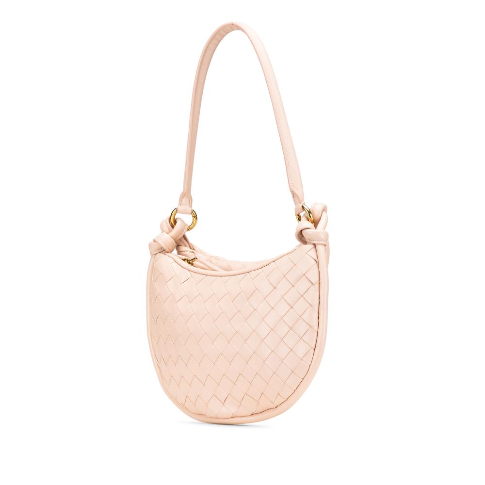 Bottega Veneta AB Bottega Veneta Pink Light Pink Nappa Leather Leather Small Nappa Intrecciato Gemelli Hobo Italy