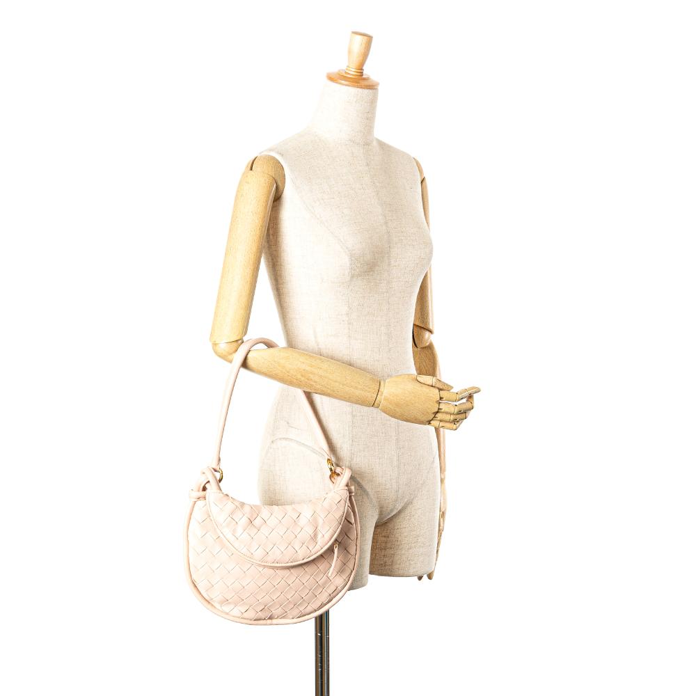 Bottega Veneta AB Bottega Veneta Pink Light Pink Nappa Leather Leather Small Nappa Intrecciato Gemelli Hobo Italy
