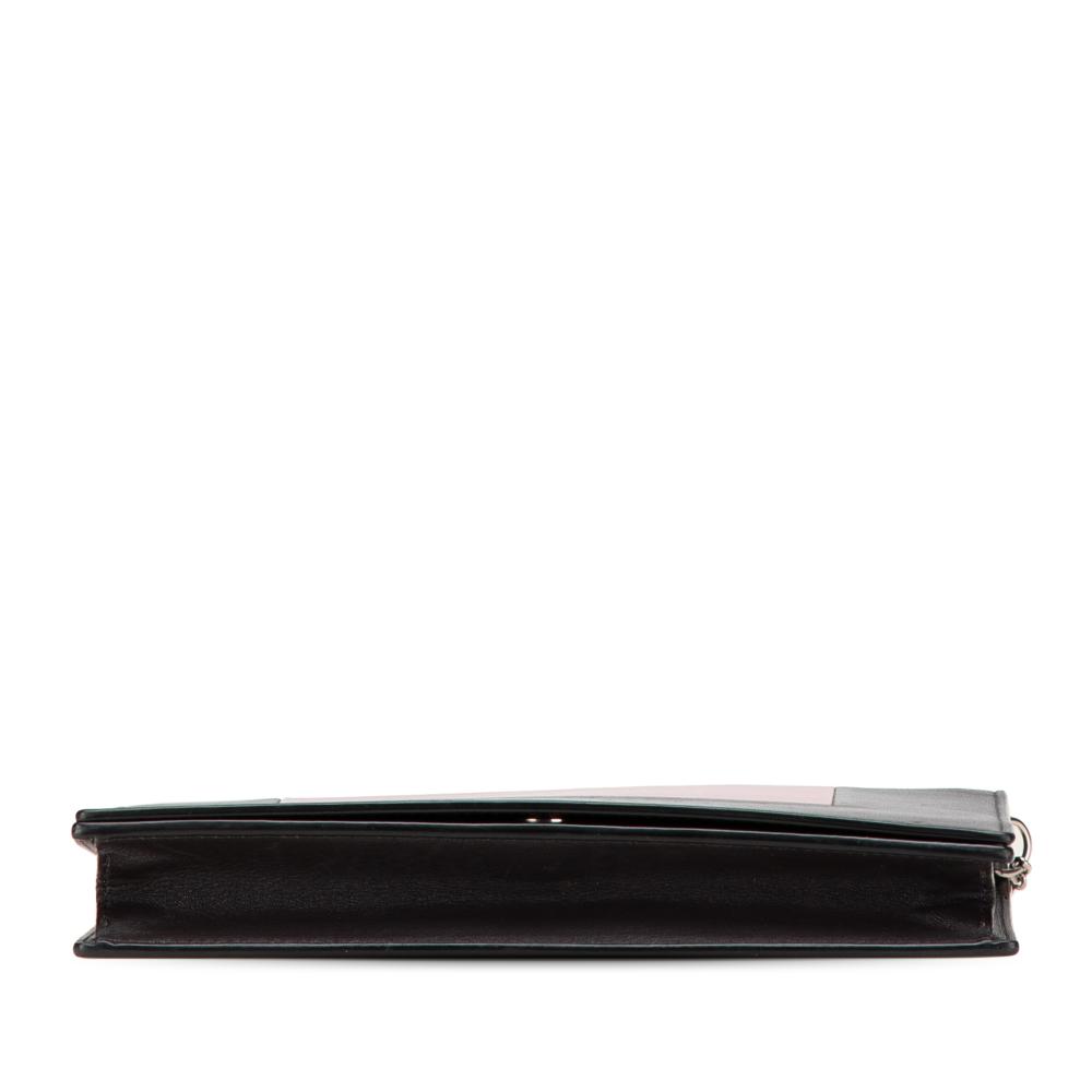 Celine B Celine Pink Lily with Black Calf Leather Frame Wallet on Chain Italy