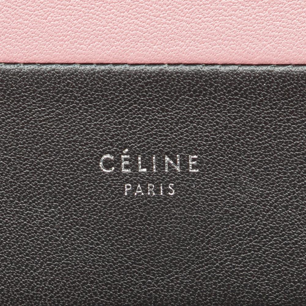 Celine B Celine Pink Lily with Black Calf Leather Frame Wallet on Chain Italy