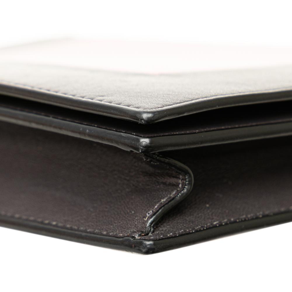 Celine B Celine Pink Lily with Black Calf Leather Frame Wallet on Chain Italy