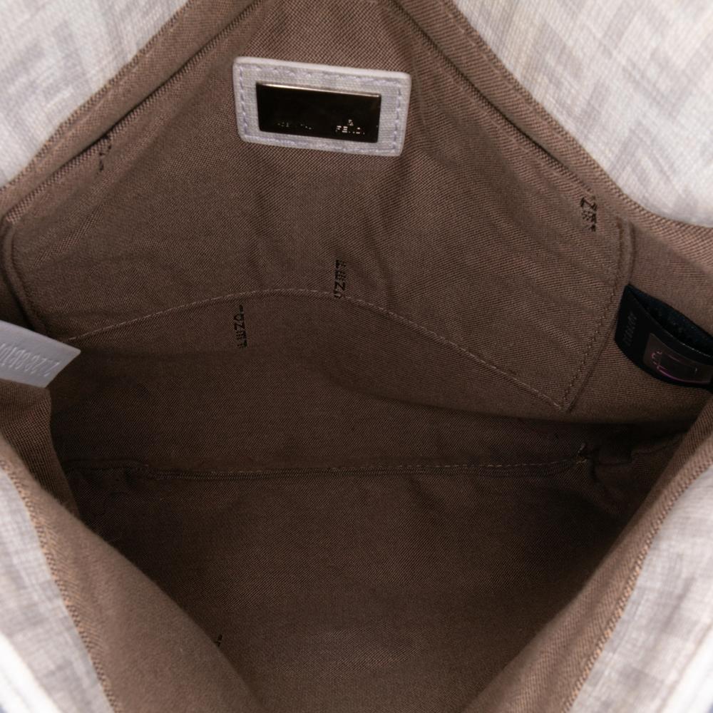 Fendi B Fendi White Off White Canvas Fabric Zucchino Mama Forever Crossbody Italy