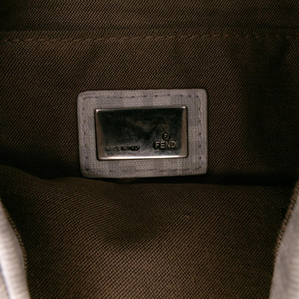 Fendi B Fendi White Off White Canvas Fabric Zucchino Mama Forever Crossbody Italy