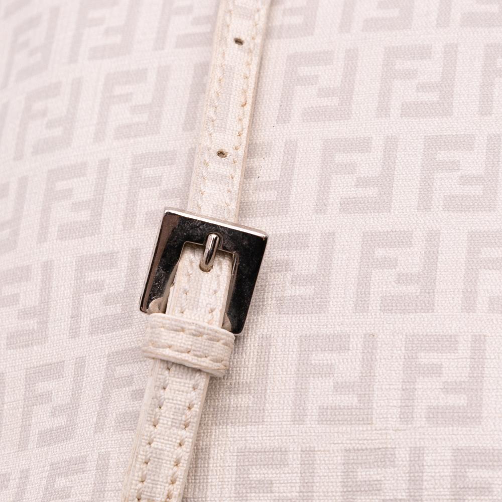 Fendi B Fendi White Off White Canvas Fabric Zucchino Mama Forever Crossbody Italy