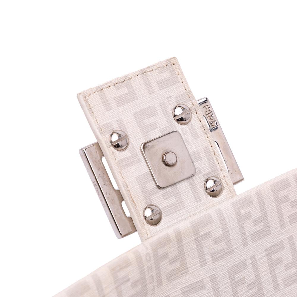 Fendi B Fendi White Off White Canvas Fabric Zucchino Mama Forever Crossbody Italy