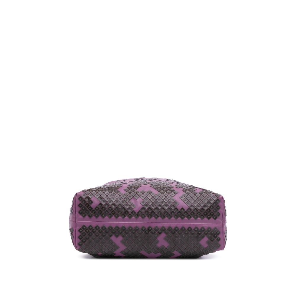 Bottega Veneta B Bottega Veneta Purple Dark Purple Calf Leather Vitello Mosaico Laque Tote Italy