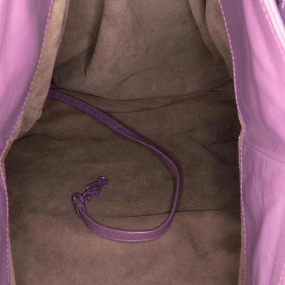 Bottega Veneta B Bottega Veneta Purple Dark Purple Calf Leather Vitello Mosaico Laque Tote Italy