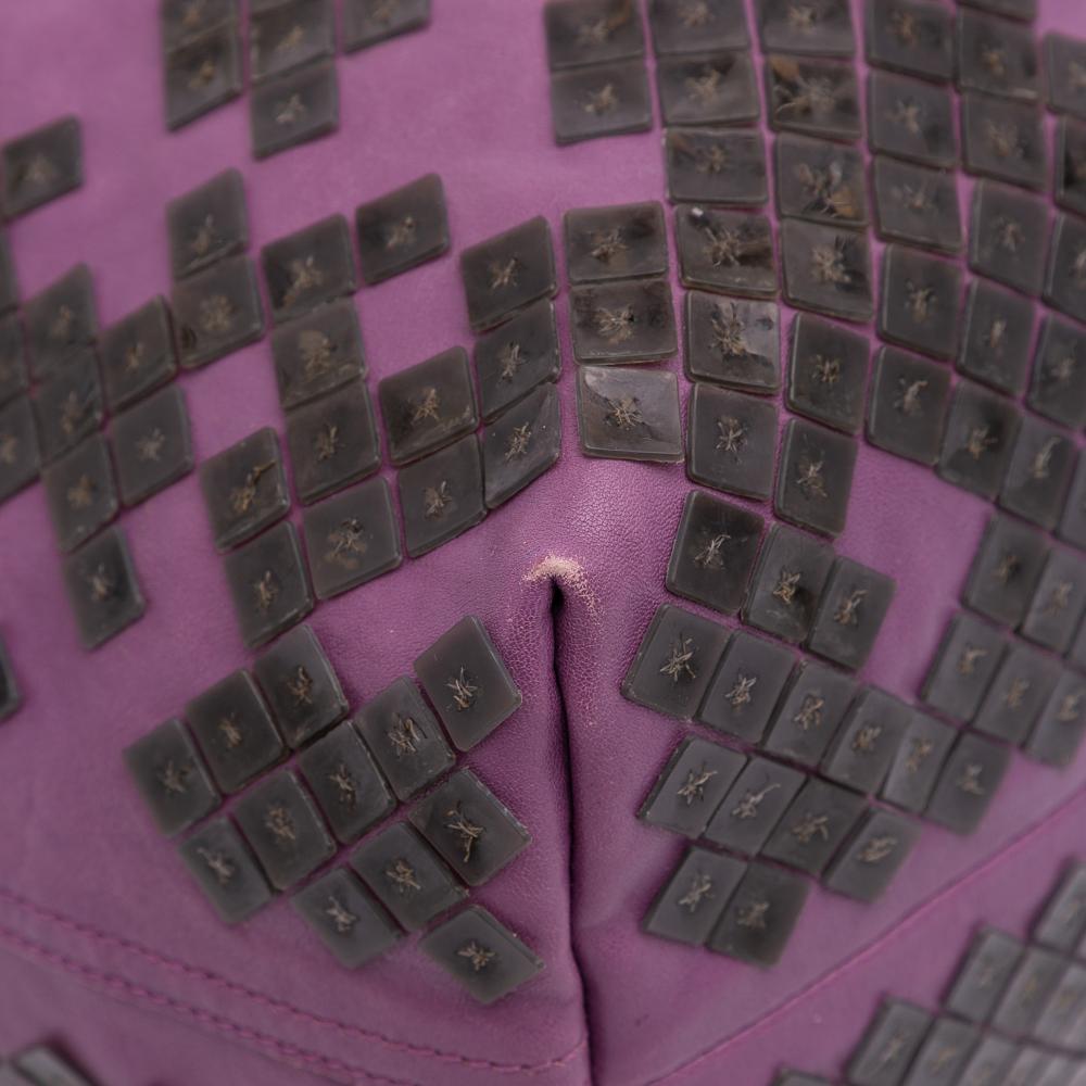 Bottega Veneta B Bottega Veneta Purple Dark Purple Calf Leather Vitello Mosaico Laque Tote Italy