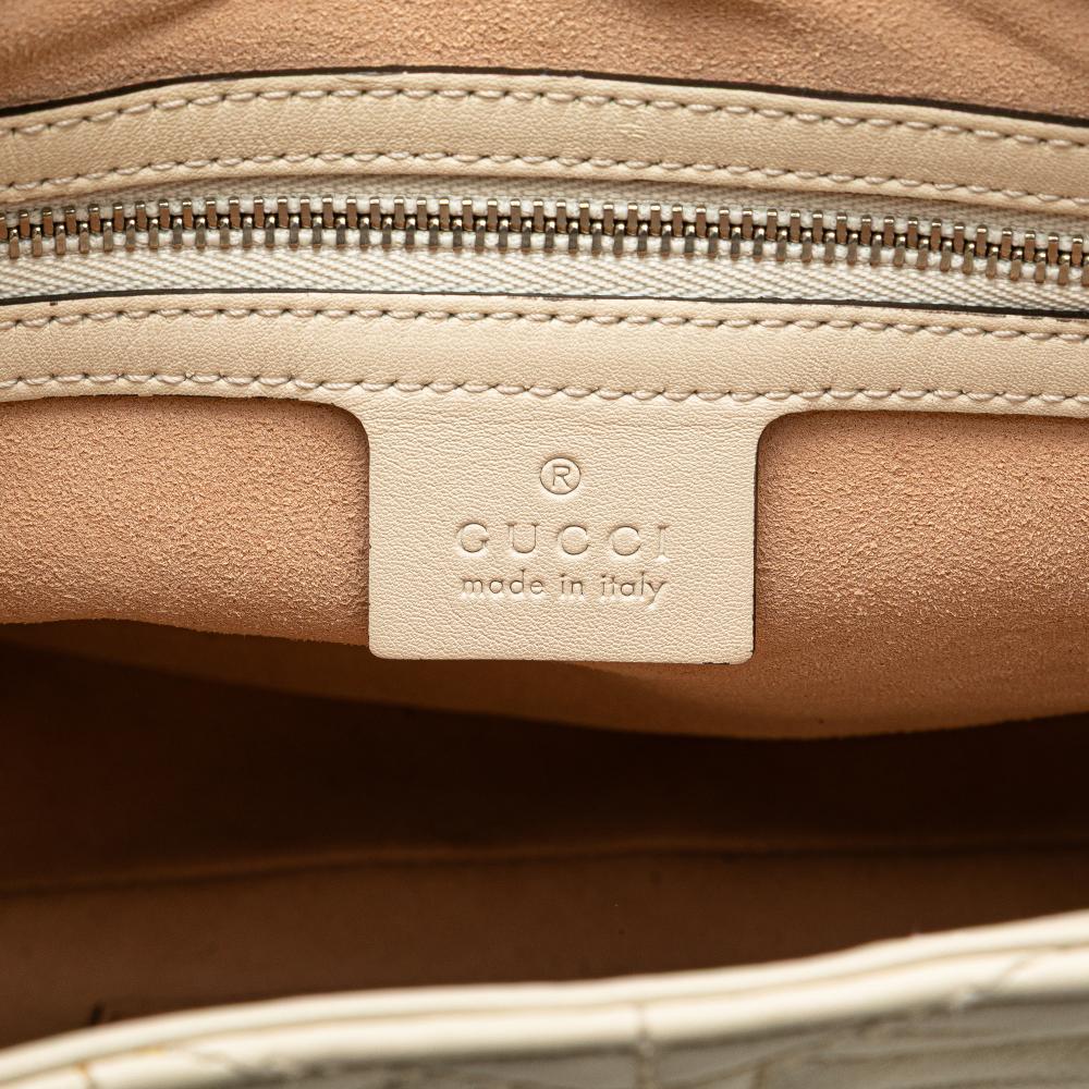 Gucci B Gucci White Calf Leather Quilted Dionysus Web Hobo Italy