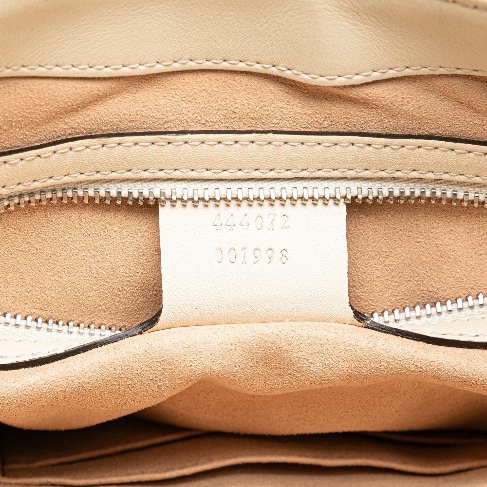 Gucci B Gucci White Calf Leather Quilted Dionysus Web Hobo Italy