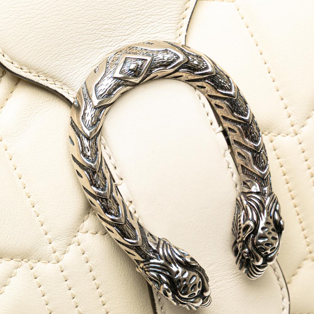 Gucci B Gucci White Calf Leather Quilted Dionysus Web Hobo Italy