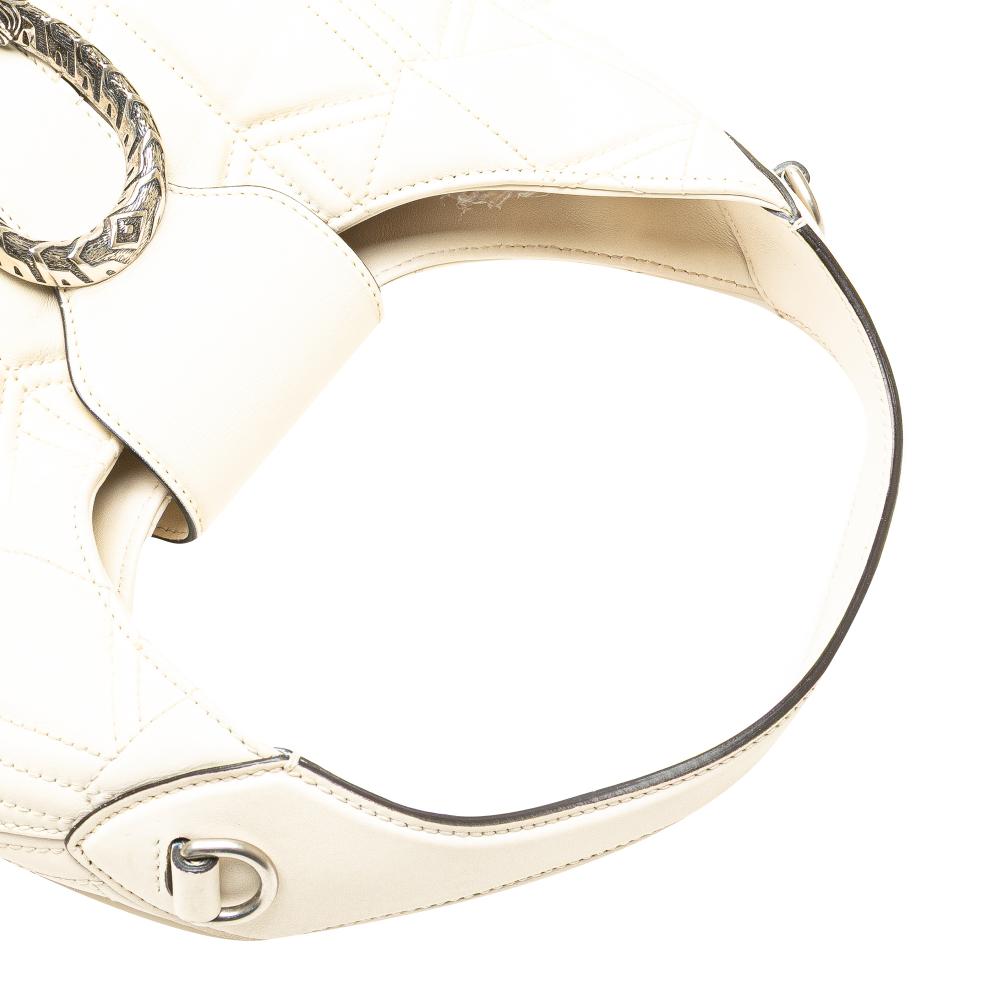 Gucci B Gucci White Calf Leather Quilted Dionysus Web Hobo Italy