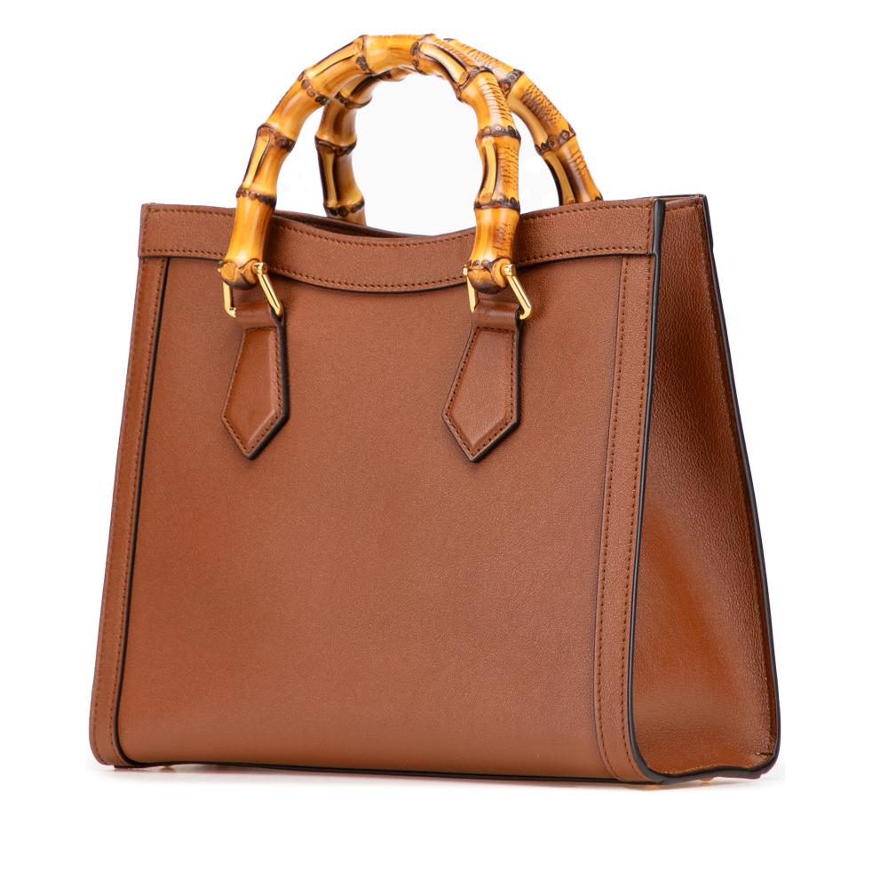 Gucci B Gucci Brown Calf Leather Small Bamboo Diana Satchel Italy