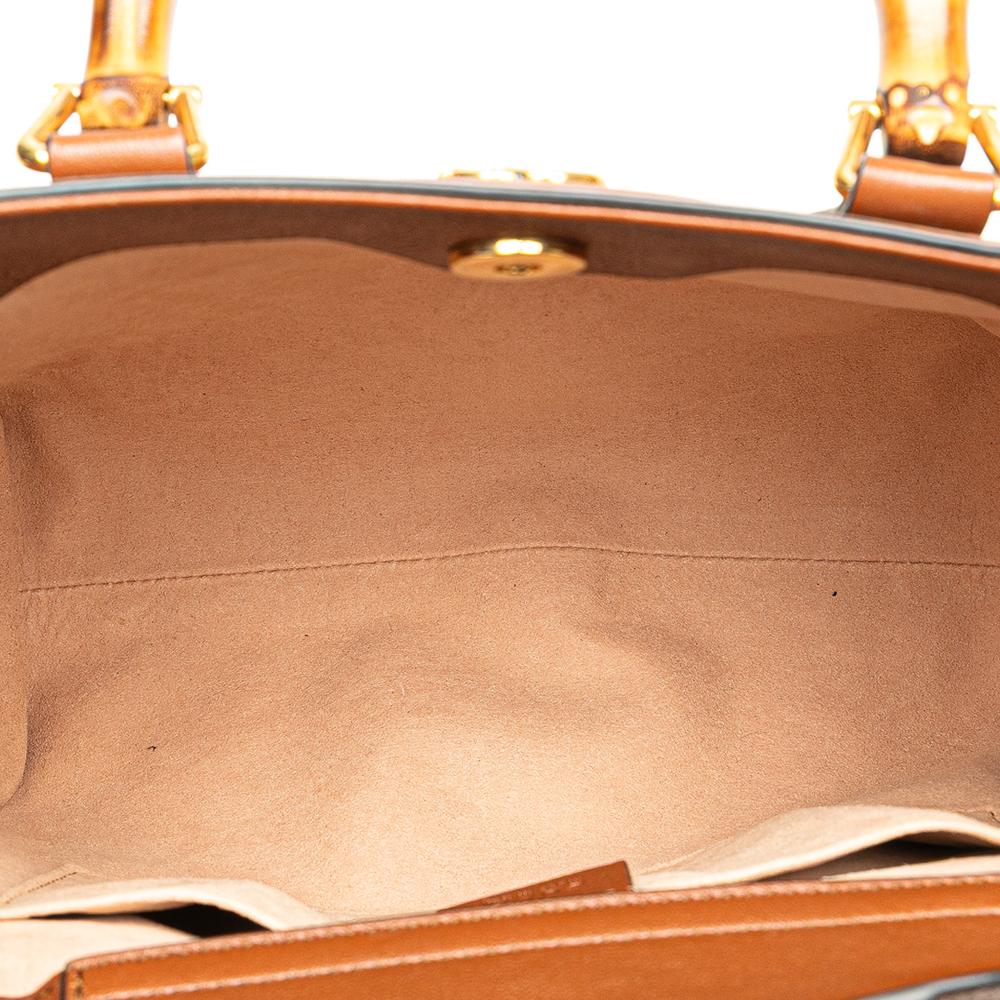 Gucci B Gucci Brown Calf Leather Small Bamboo Diana Satchel Italy