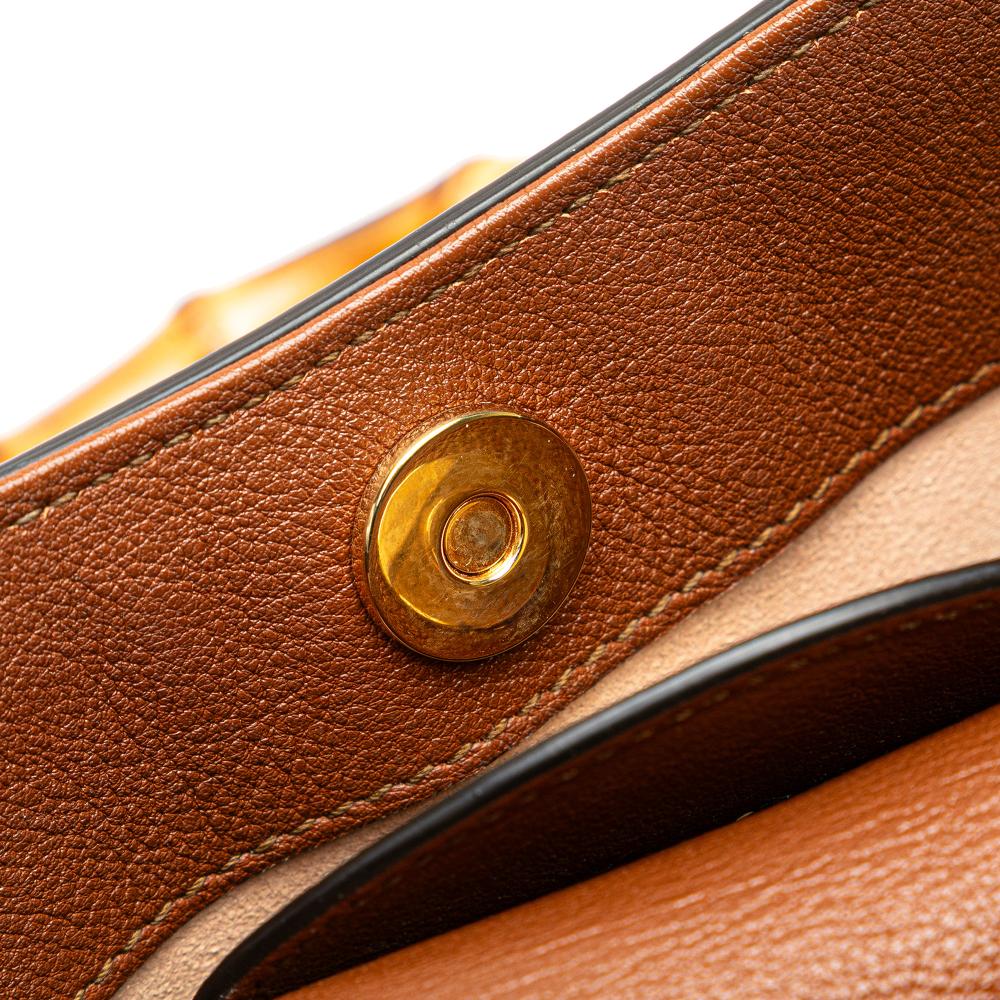 Gucci B Gucci Brown Calf Leather Small Bamboo Diana Satchel Italy