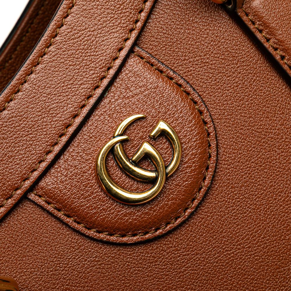 Gucci B Gucci Brown Calf Leather Small Bamboo Diana Satchel Italy