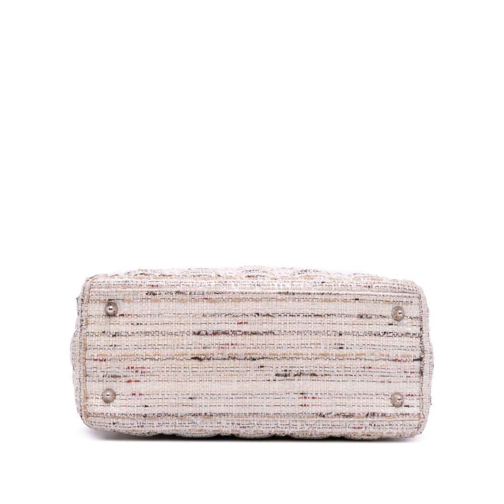 Christian Dior B Dior White Ivory Tweed Fabric Medium Cannage Lady Dior Italy