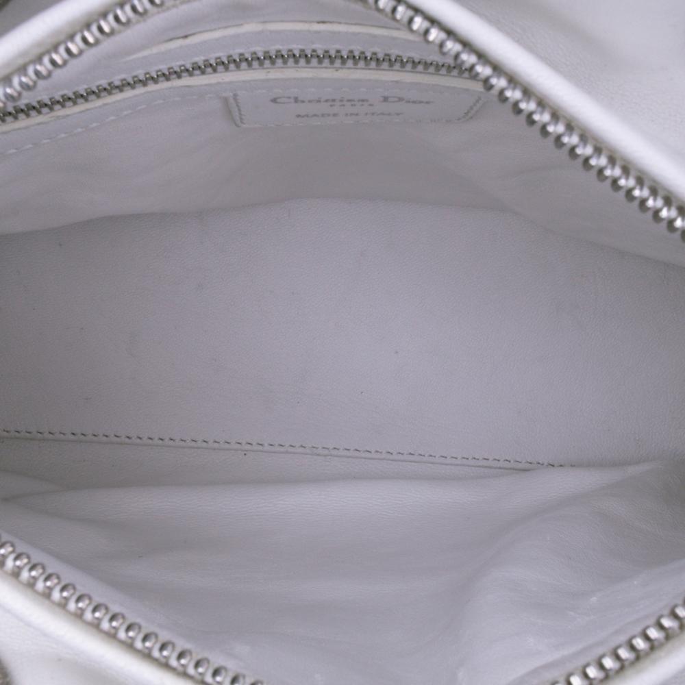 Christian Dior B Dior White Ivory Tweed Fabric Medium Cannage Lady Dior Italy