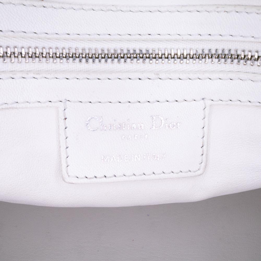 Christian Dior B Dior White Ivory Tweed Fabric Medium Cannage Lady Dior Italy