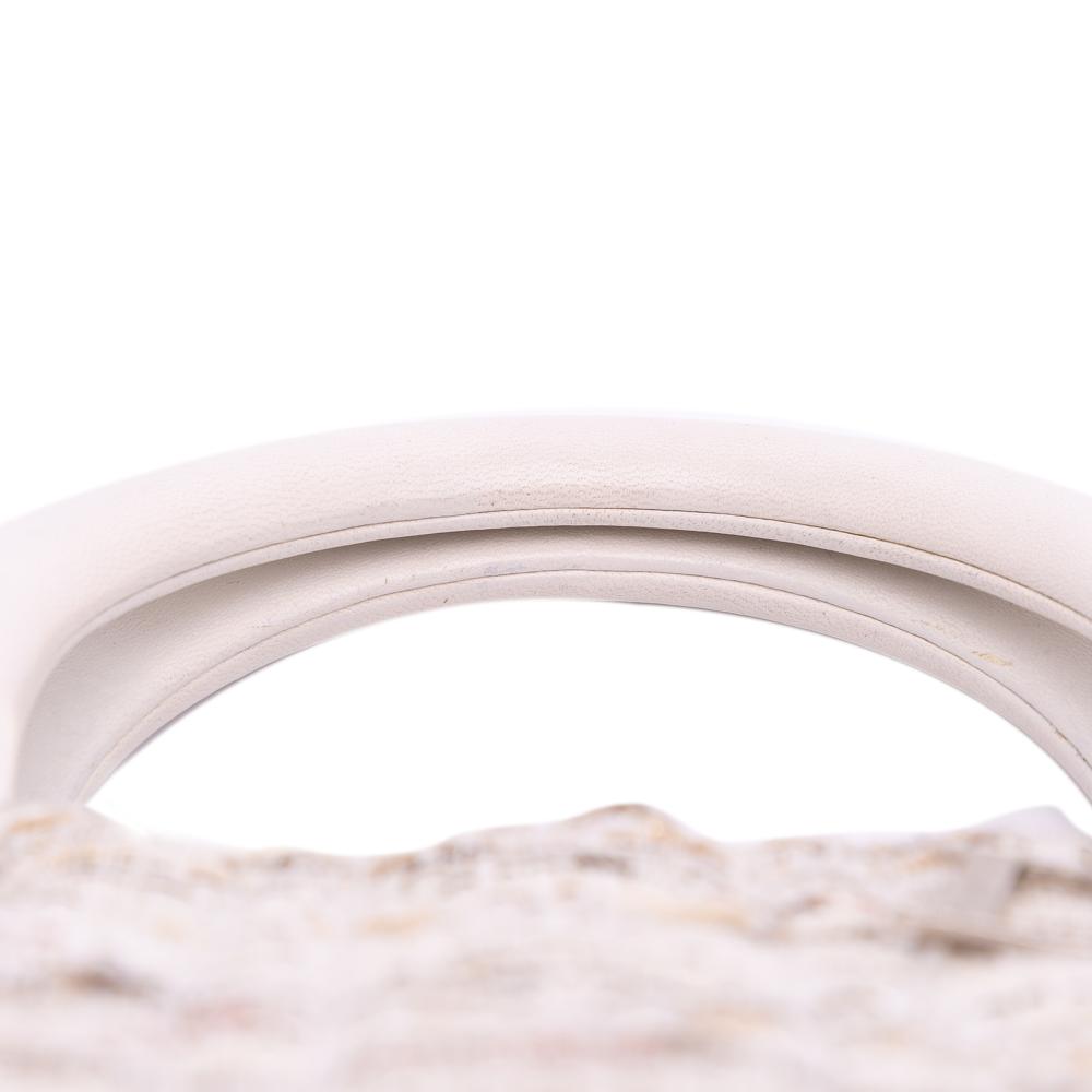 Christian Dior B Dior White Ivory Tweed Fabric Medium Cannage Lady Dior Italy