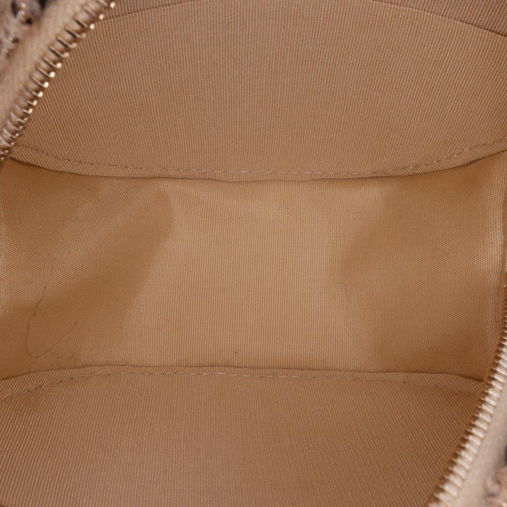 Chanel AB Chanel Brown Light Brown Tweed Fabric CC Quilted and Shearling Round Clutch With Chain Italy