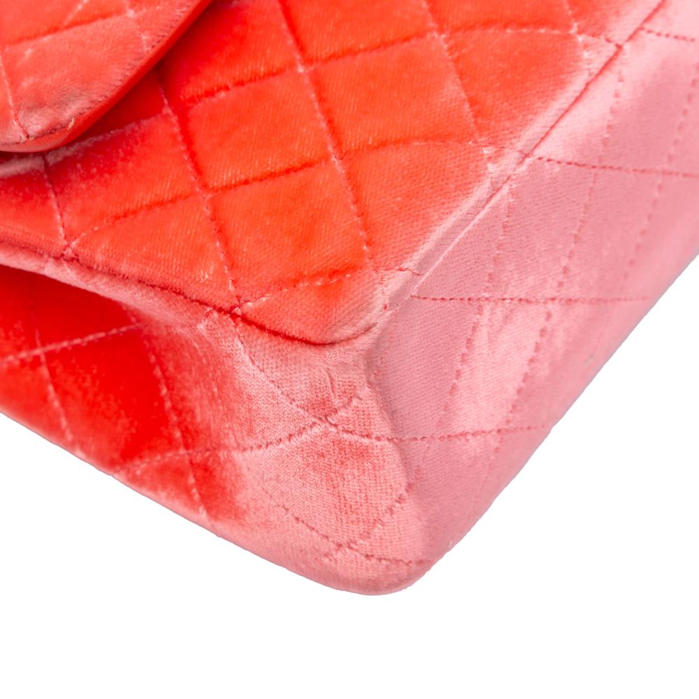 Chanel B Chanel Red Velvet Fabric Medium Classic Double Flap France