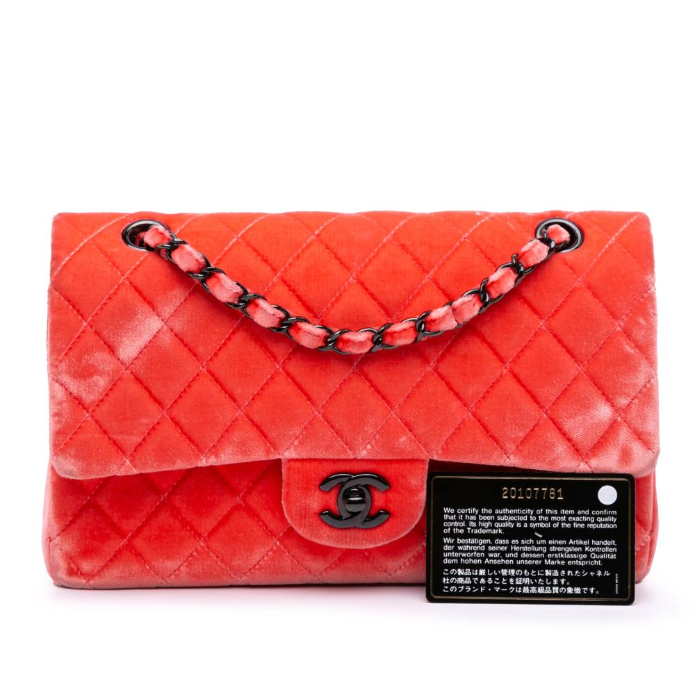 Chanel B Chanel Red Velvet Fabric Medium Classic Double Flap France