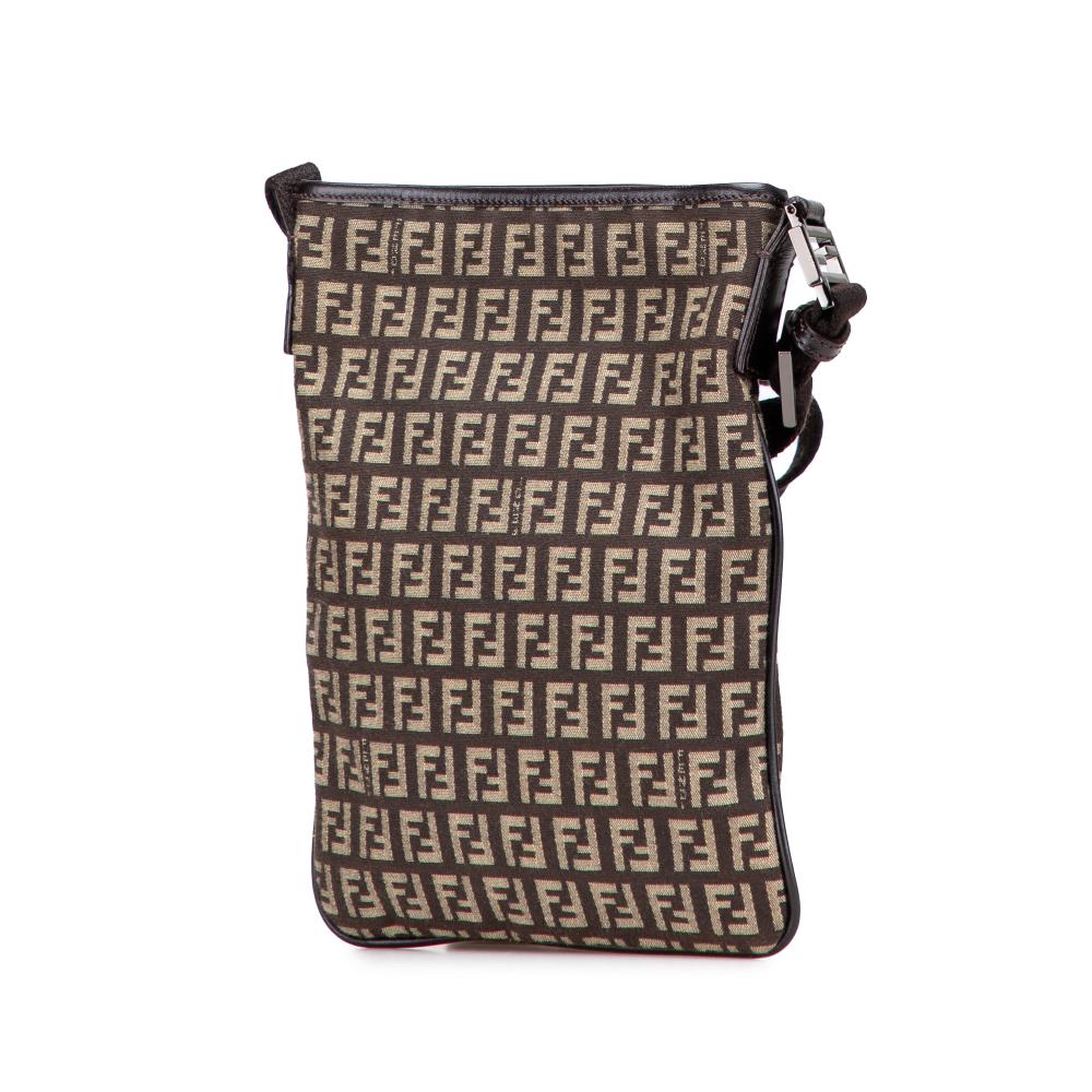 Fendi AB Fendi Brown Canvas Fabric Zucchino Crossbody Italy