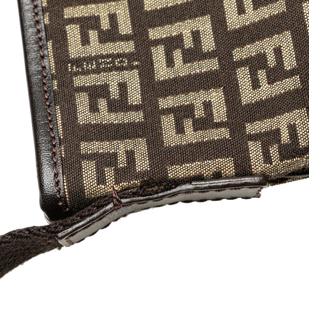 Fendi AB Fendi Brown Canvas Fabric Zucchino Crossbody Italy