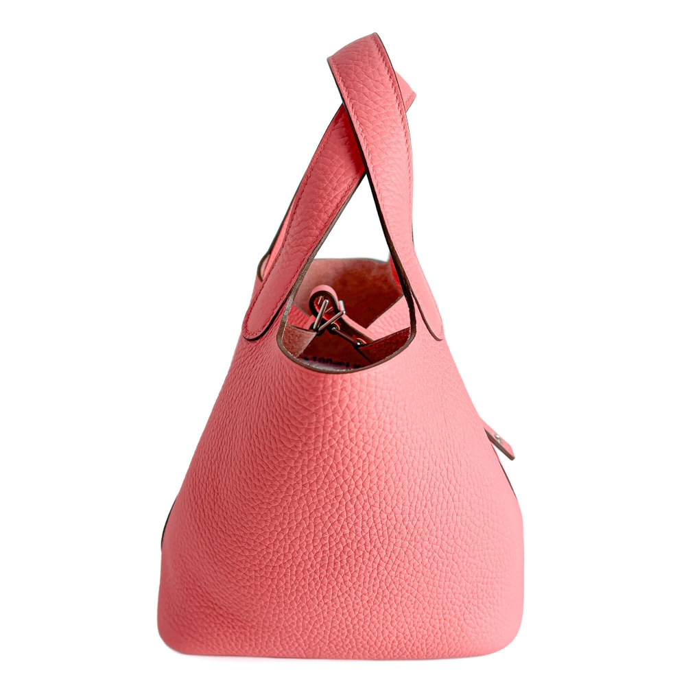 Hermès Picotin 18 Lock Leather Bucket Handbag Rose Jaipur