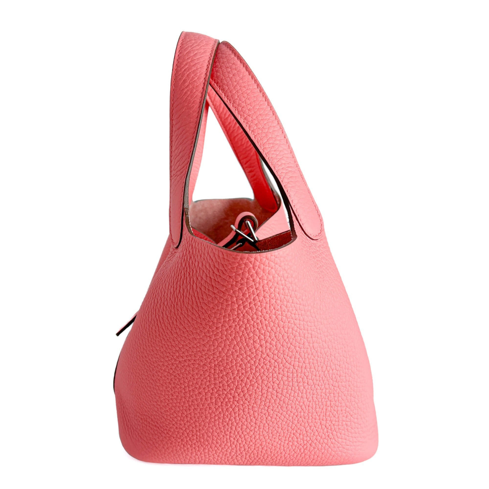 Hermès Picotin 18 Lock Leather Bucket Handbag Rose Jaipur