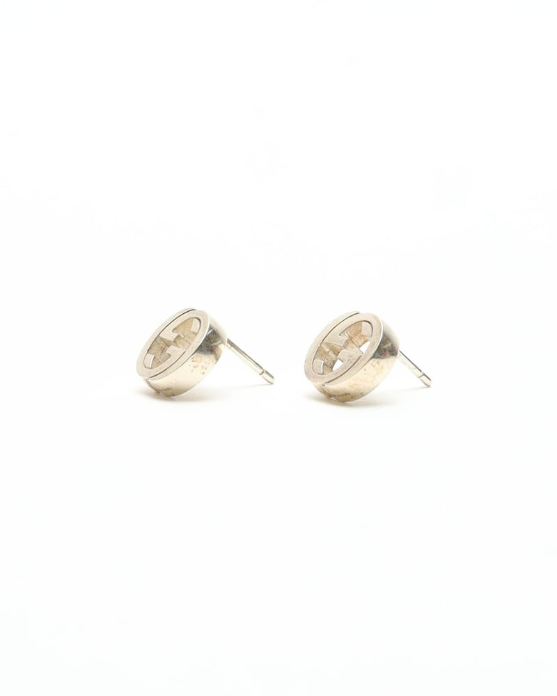 Gucci Interlocking G Silver Studs Earrings