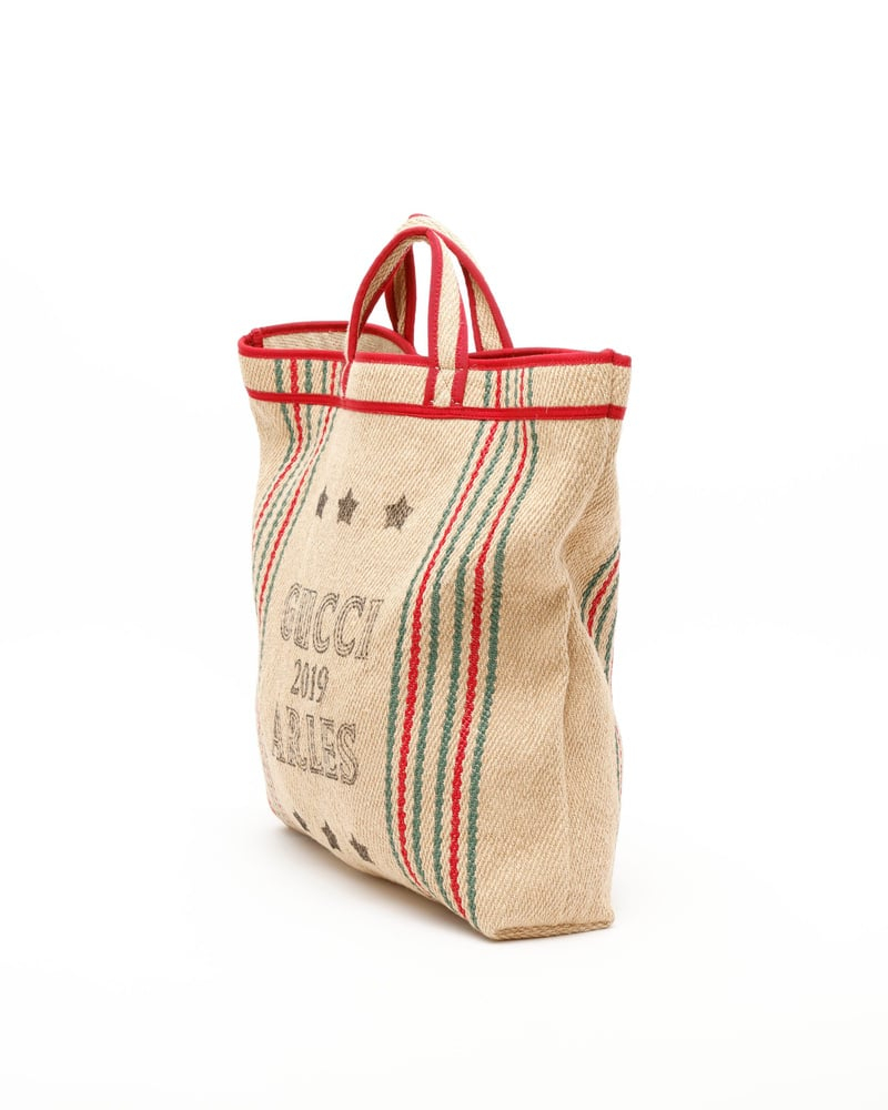 Gucci Arles Raffia Tote Bag