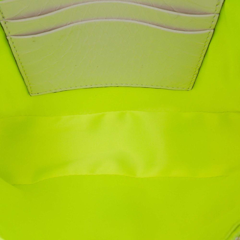 Fendi AB Fendi Yellow Neon Yellow Sequin Other Mini Transparent Paillettes Elaphe Baguette Satchel Italy