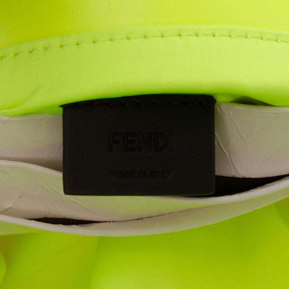 Fendi AB Fendi Yellow Neon Yellow Sequin Other Mini Transparent Paillettes Elaphe Baguette Satchel Italy