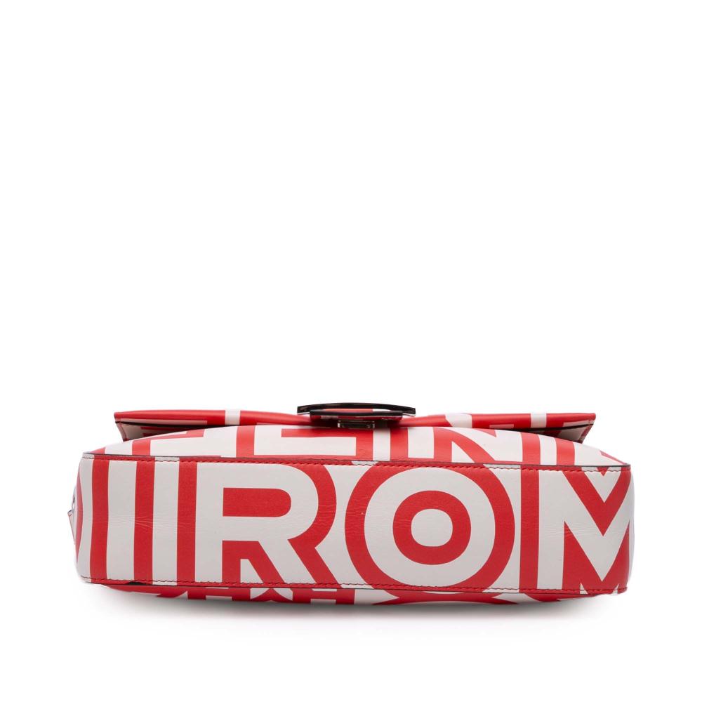 Fendi White Marc Jacobs Nappa Vitello King Logo Print Phone Baguette Satchel Italy