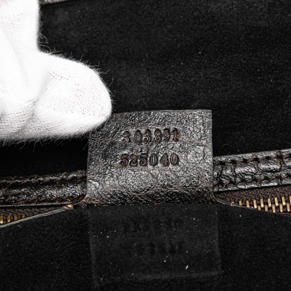 Gucci B Gucci Brown Goatskin Leather Embossed Weekender Bag Italy