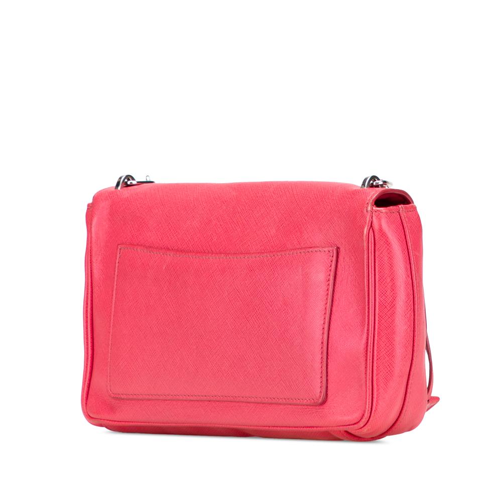 Prada B Prada Pink Blush Saffiano Leather Sound Lock Crossbody Italy