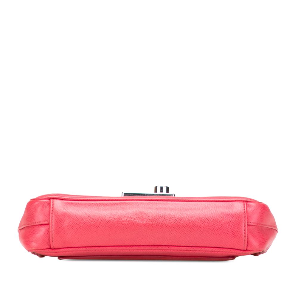 Prada B Prada Pink Blush Saffiano Leather Sound Lock Crossbody Italy