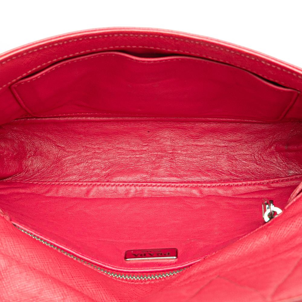 Prada B Prada Pink Blush Saffiano Leather Sound Lock Crossbody Italy