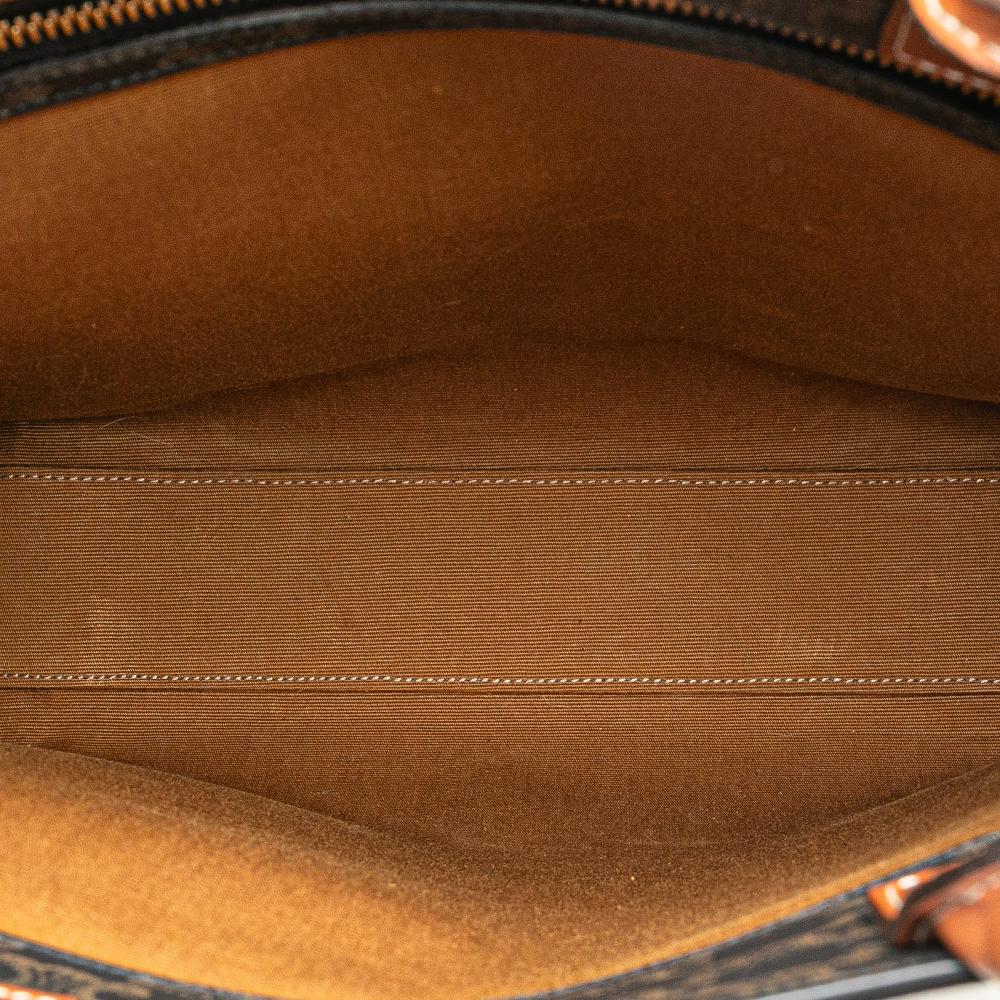 Celine B Celine Brown Dark Brown Coated Canvas Fabric Small Triomphe Vertical Cabas Tote Italy