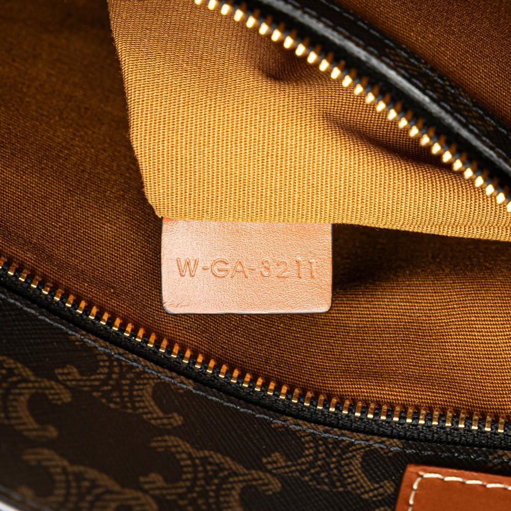 Celine B Celine Brown Dark Brown Coated Canvas Fabric Small Triomphe Vertical Cabas Tote Italy