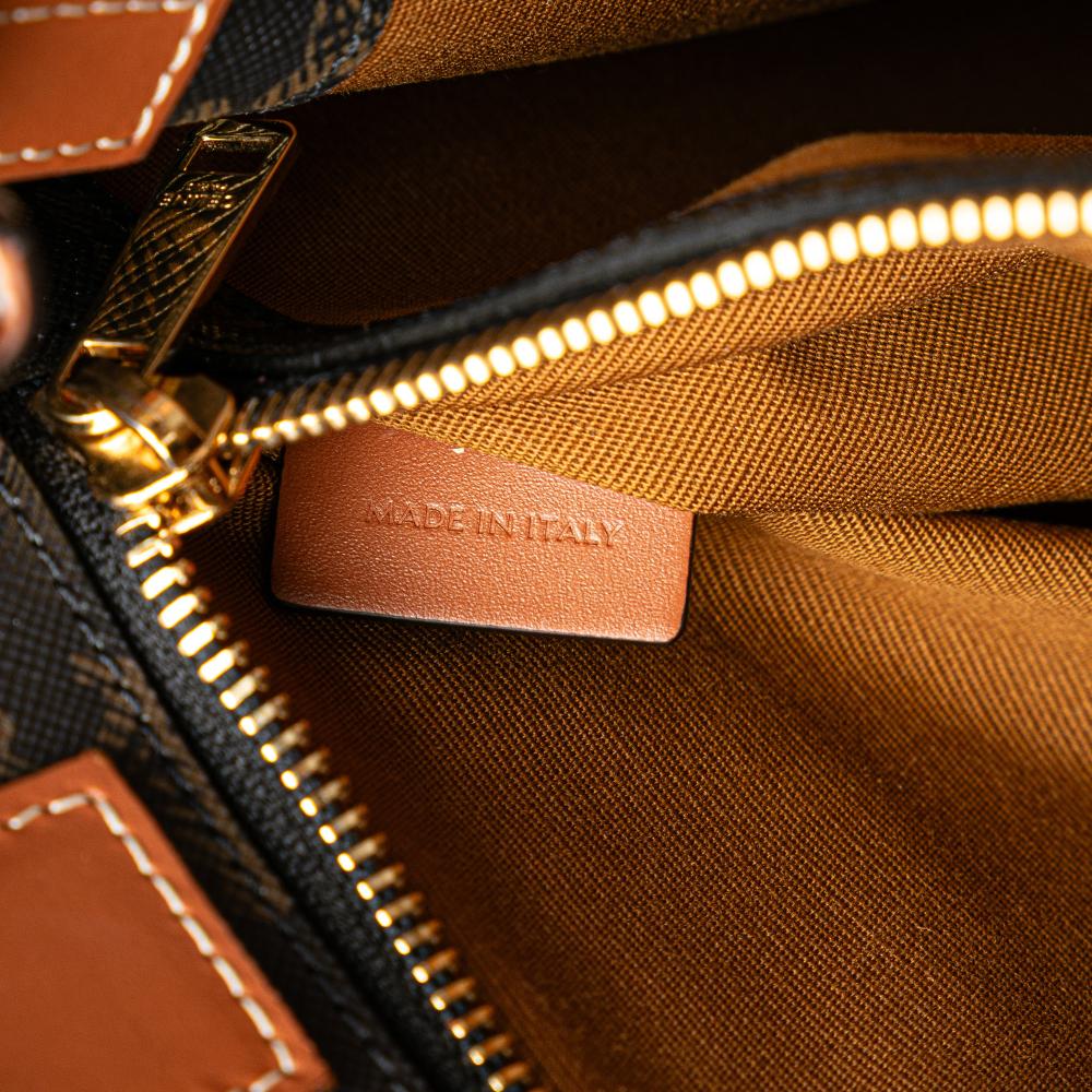 Celine B Celine Brown Dark Brown Coated Canvas Fabric Small Triomphe Vertical Cabas Tote Italy