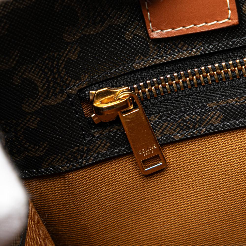 Celine B Celine Brown Dark Brown Coated Canvas Fabric Small Triomphe Vertical Cabas Tote Italy