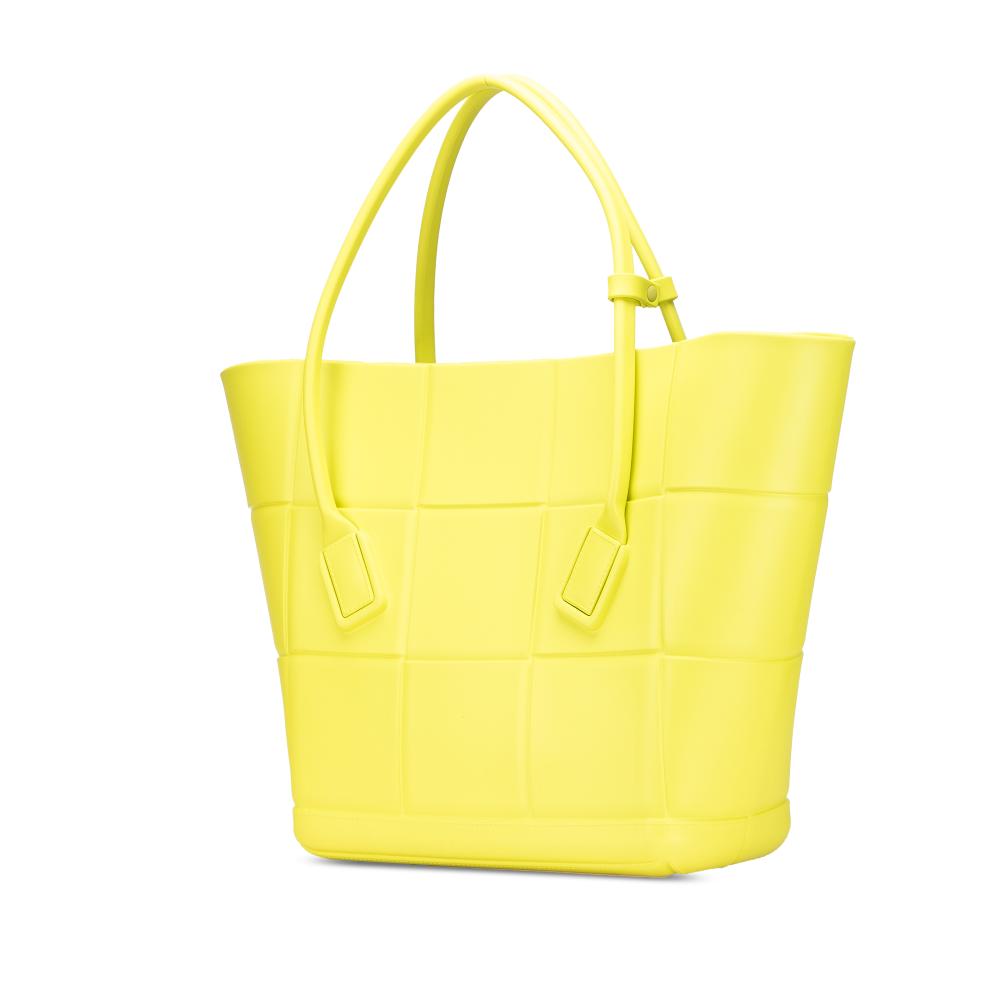 Bottega Veneta B Bottega Veneta Yellow Neon Yellow Chemical Fiber Fabric Medium Matte Rubber Arco Tote Italy